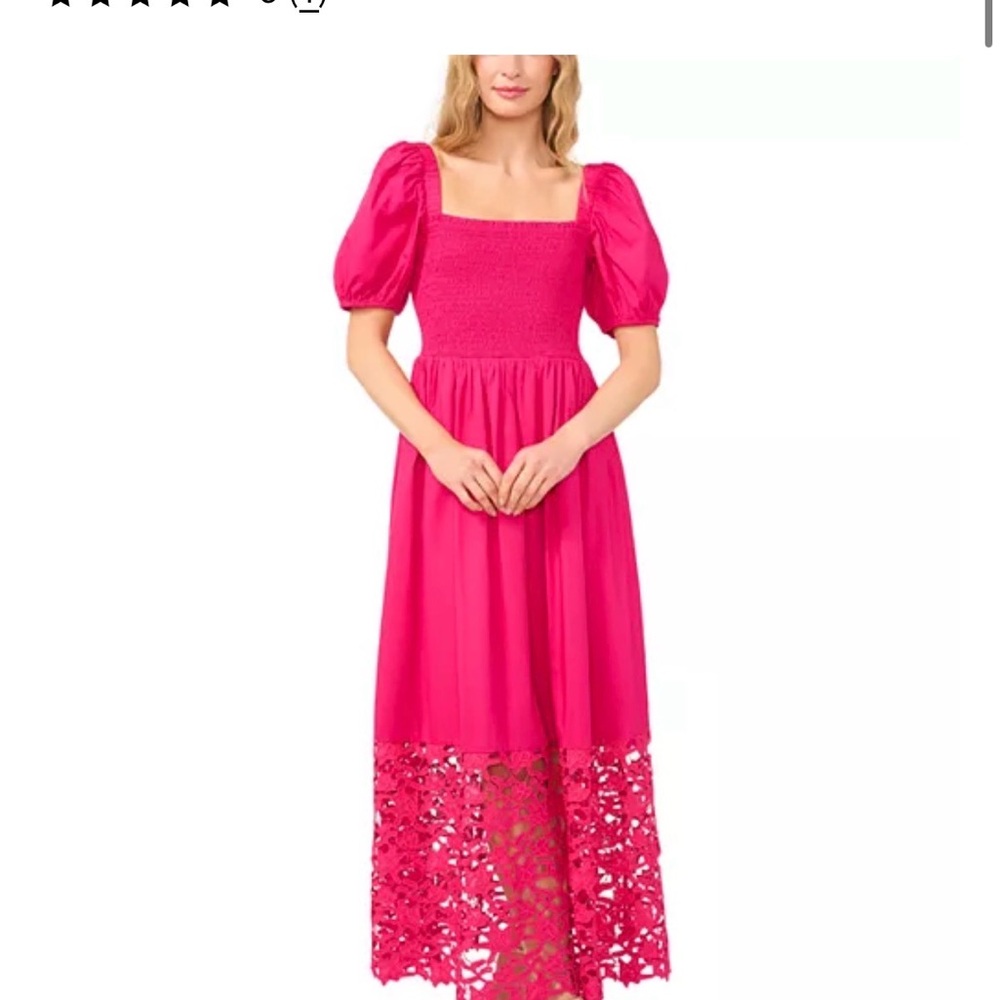 CeCe Puff Sleeve Combo Tiered Maxi Dress